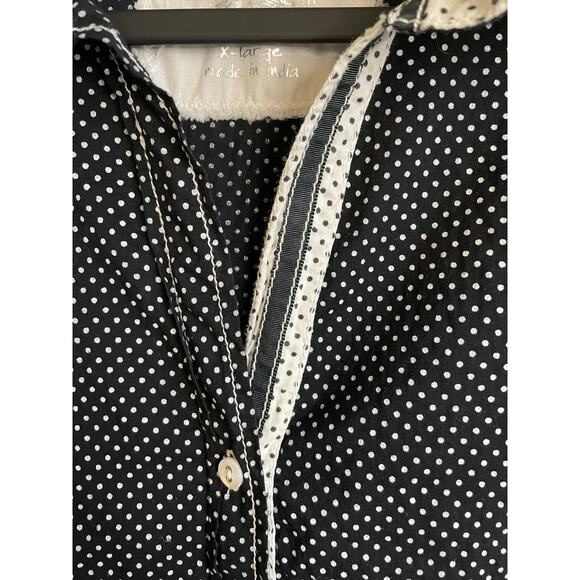 Cino Crinkle Button Up Blouse 3/4 Sleeves Cotton Sz XL Flip Cuffs Polka Dot - Picture 5 of 14